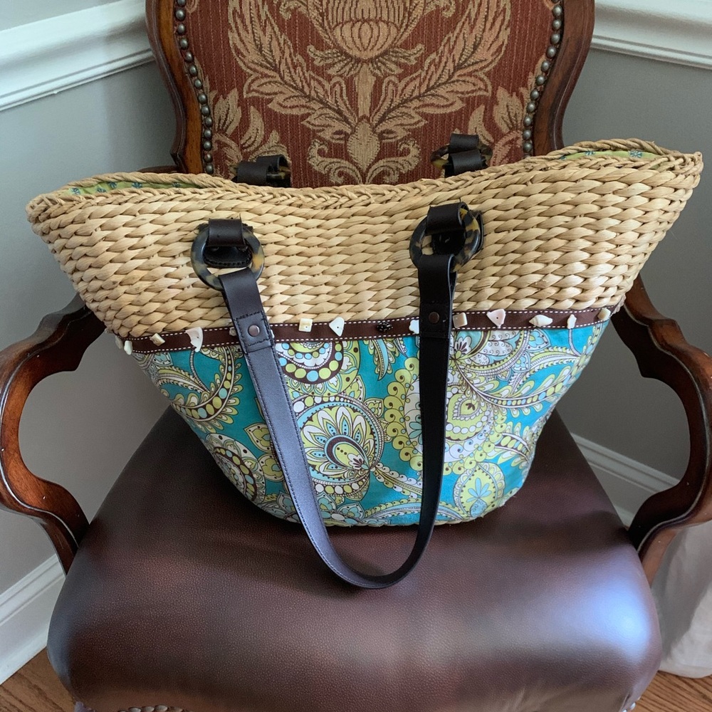 🔥 🔥 Vera Bradley Straw Beach Tote